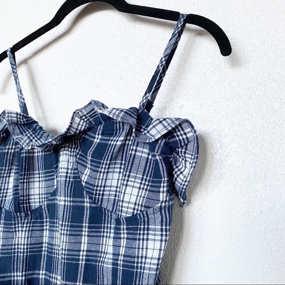 SHEIN Navy and White Plaid Dress with Ruffle Detail Size XS - Picture 2 of 9